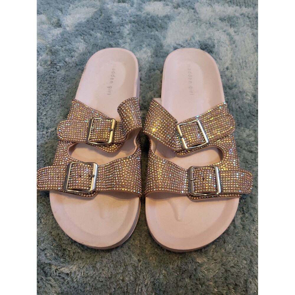 Madden Girl Rhinestone Slide Sandals Women's Size 8